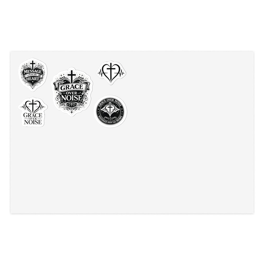 Grace Over Noise – Message From the Heart Christian Circle Sticker Sheet Bundle (5pcs)