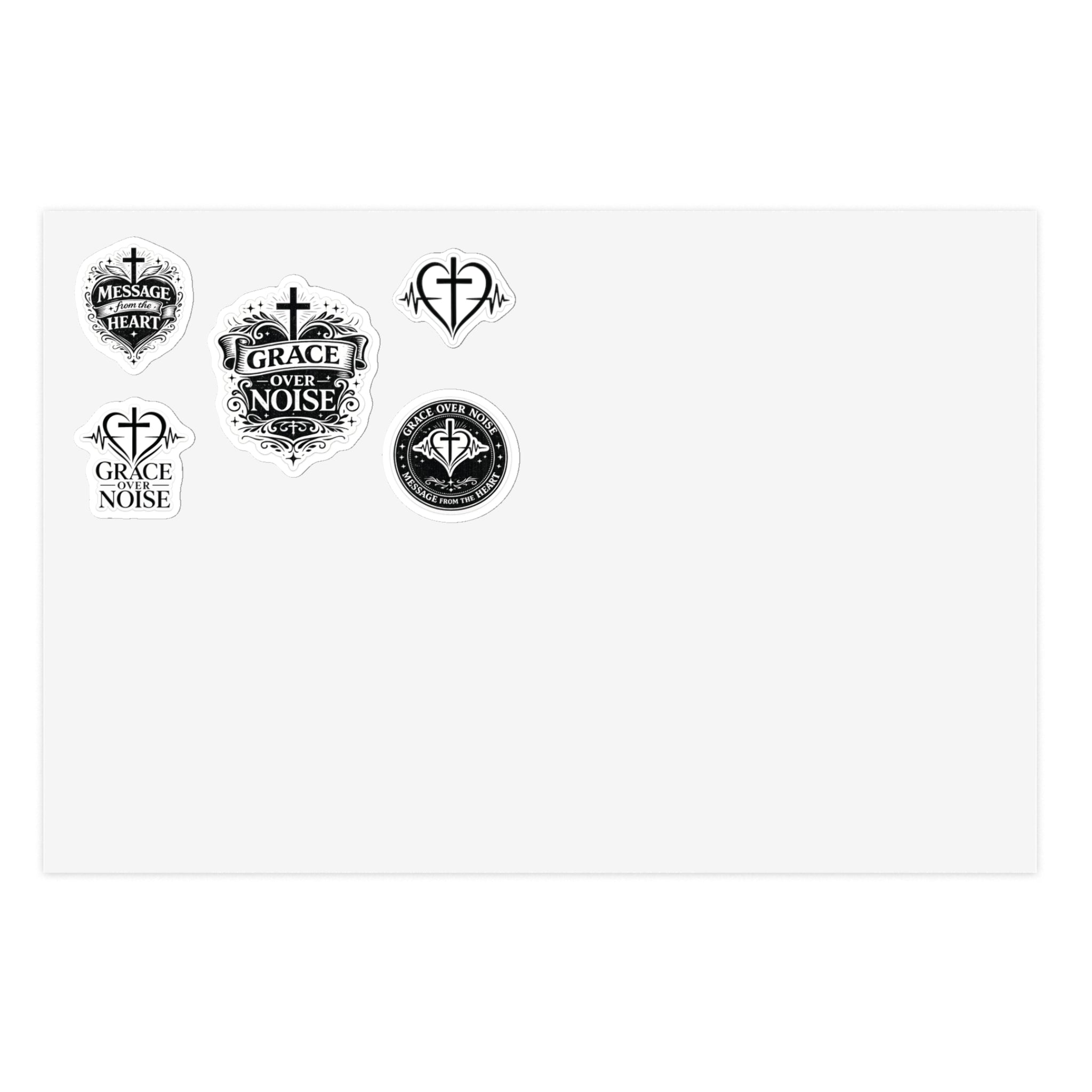 Grace Over Noise – Message From the Heart Christian Circle Sticker Sheet Bundle (5pcs)