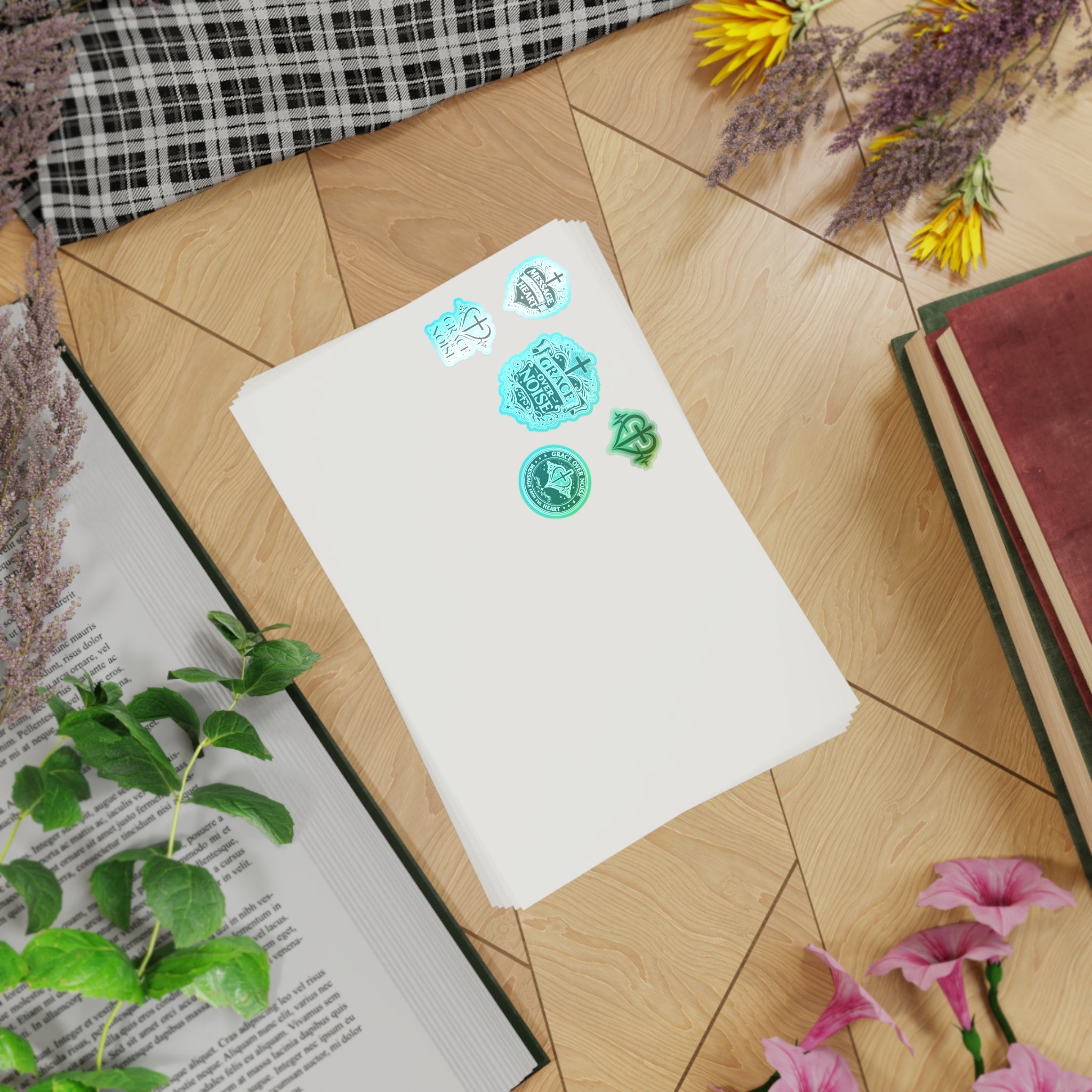 Grace Over Noise – Message From the Heart Christian Circle Sticker Sheet Bundle (5pcs)