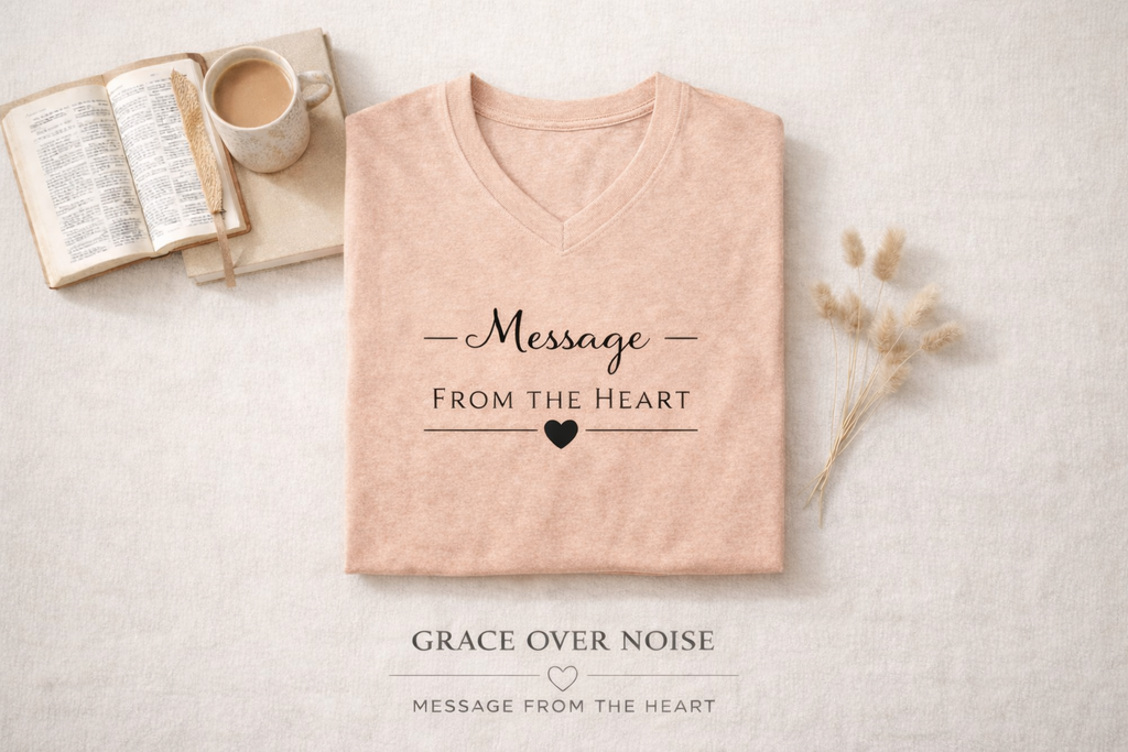 Grace Over Noise – Message From The Heart Encouragement Shirt : Sometimes God allows storms, not to break you, but to strengthen you, you're growing, even when it feels hard.