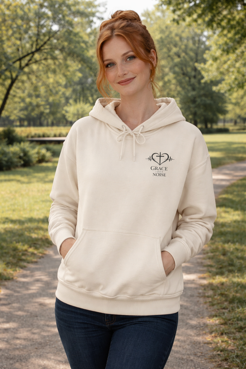 Grace Over Noise Cozy Faith Hoodie light color – Christian Encouragement Sweatshirt