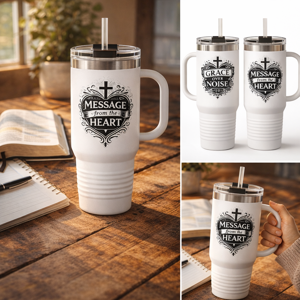 Grace Over Noise – Message From the Heart Christian Tumbler 40oz Insulated Travel Mug