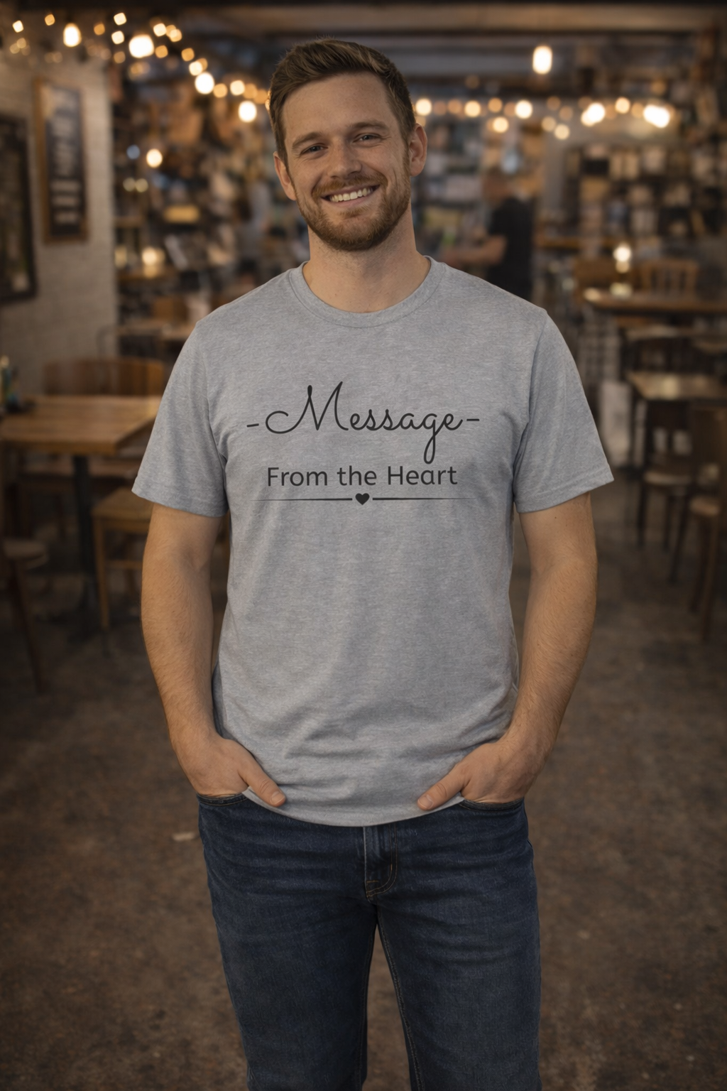 Message From The Heart – Christian Encouragement T-Shirt | Grace Over Noise : Before you start your day... God sees you. He hears your prayers. And he has not forgotten you. Keep goinog.
