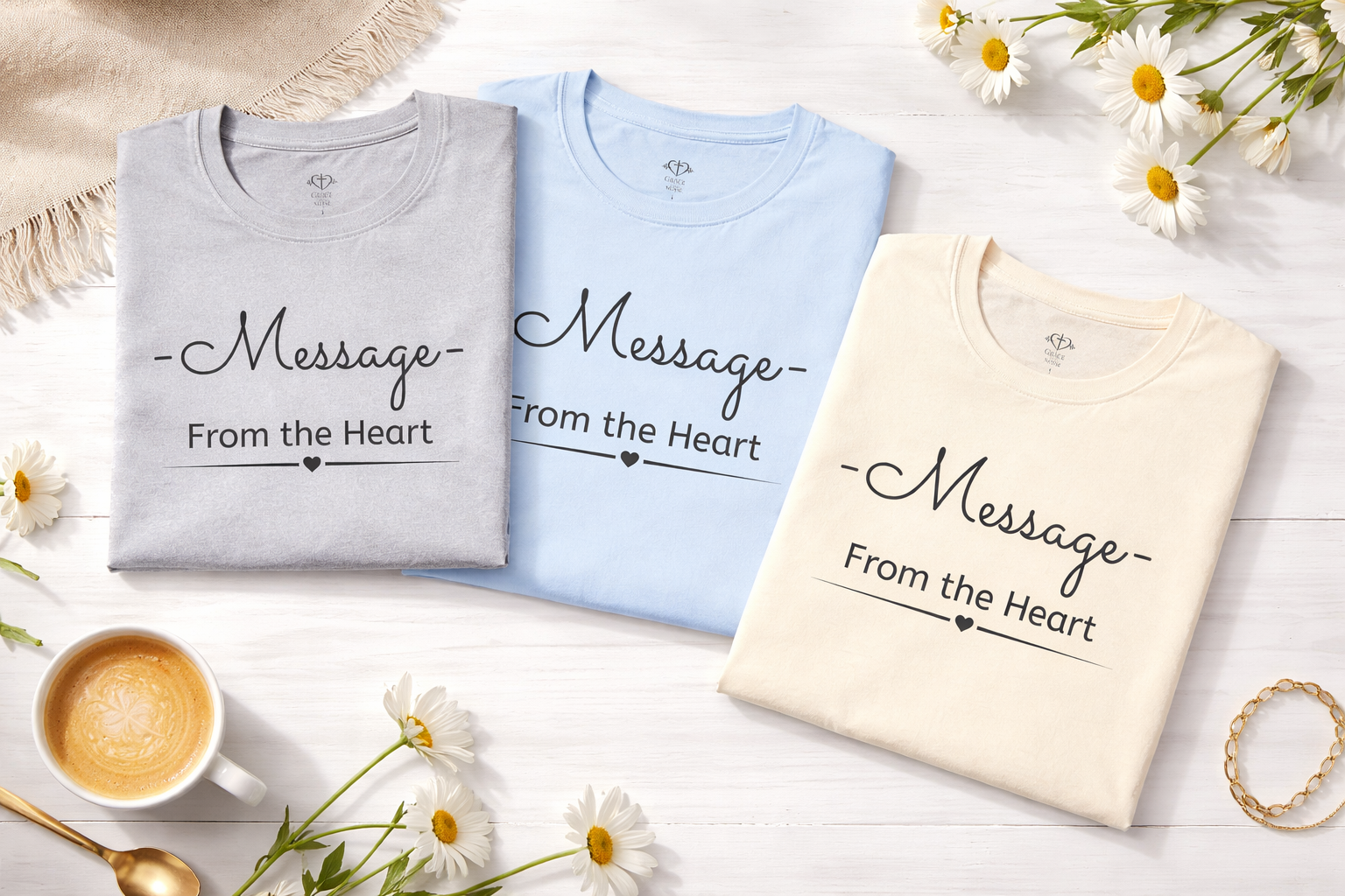 Message From The Heart – Christian Encouragement T-Shirt | Grace Over Noise : If God brought you to it. He will bring you through it. Keep going.