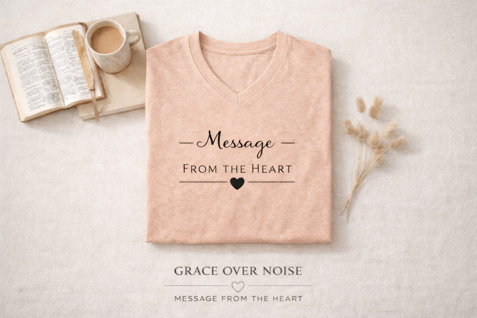 Grace Over Noise – Message From The Heart Encouragement Shirt : Before you start your day, remember: God sees you. He hears your prayers. And He has not forgotten you. Keep going.