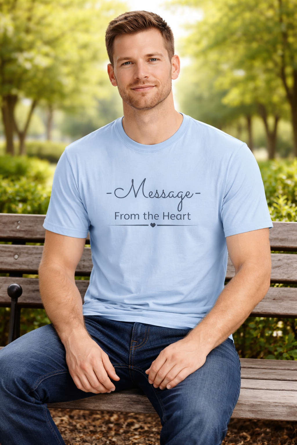 Message From The Heart – Christian Encouragement T-Shirt | Grace Over Noise : My body is a gift from Him. My discipline is a thank you to Him. Every rep is a prayer in motion.