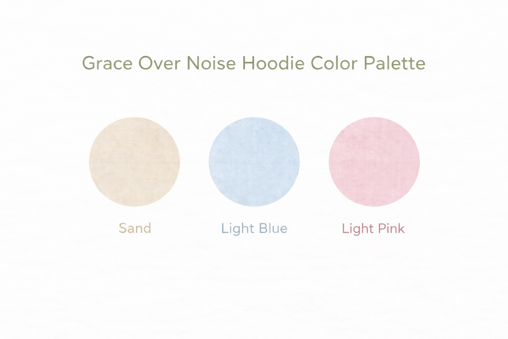 Grace Over Noise Cozy Faith Hoodie light color – Christian Encouragement Sweatshirt